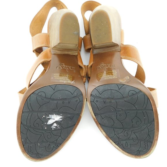 Indigo by CLARKS Brown Leather Double Buckle Slingback Block Heel Sandals 9 - Picture 7 of 8